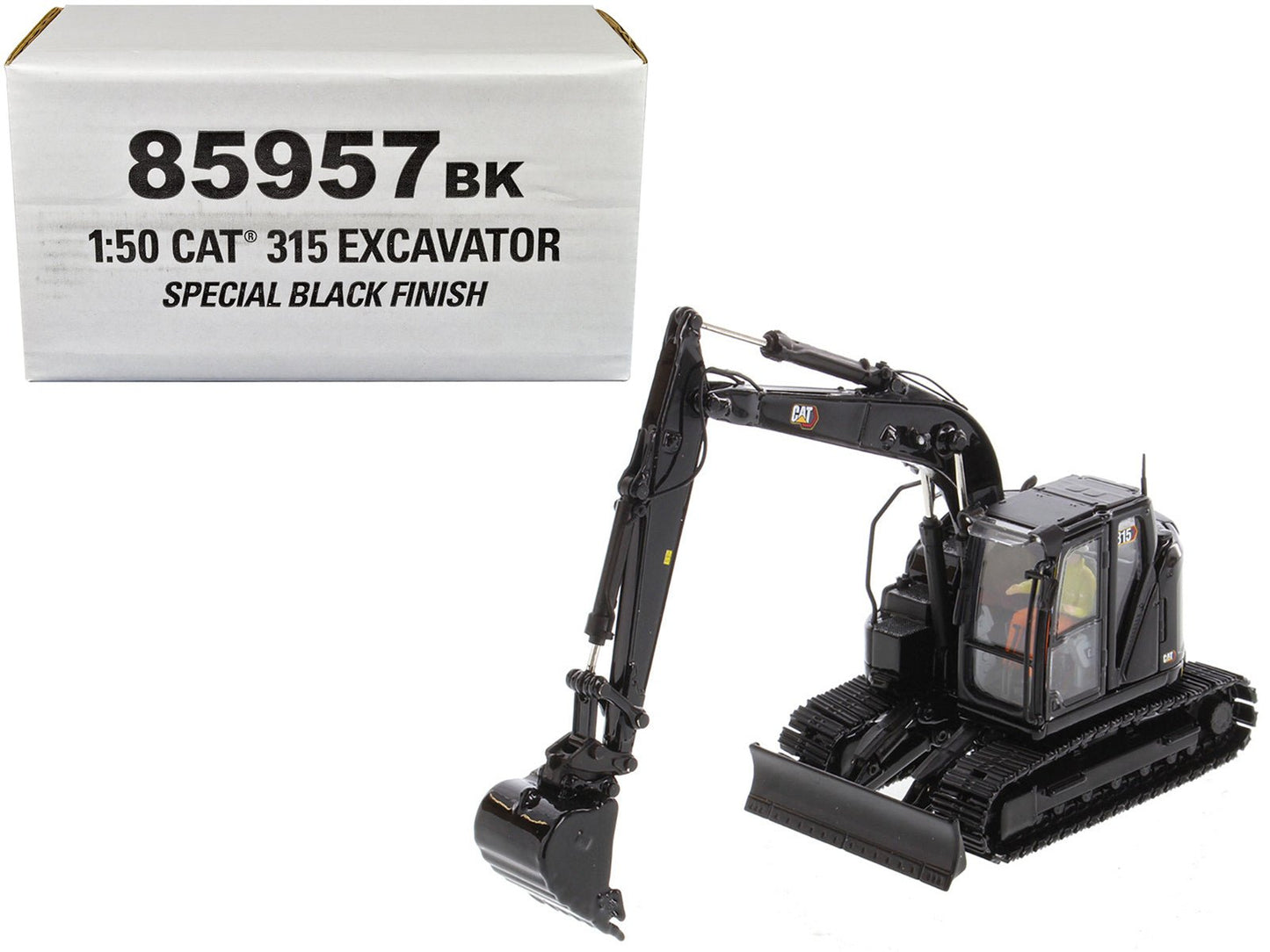 CAT Caterpillar 315 Track Type Hydraulic Excavator Special Black Finish with Operator "High Line" Series 1/50 Diecast Model by Diecast Masters  free shipping USA
