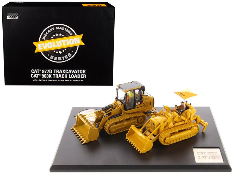 CAT Caterpillar 977D Traxcavator (Circa 1955-1960) and CAT Caterpillar 963K Track Loader (Current) with Operators "Evolution Series" 1/50 Diecast Models by Diecast Masters  free shipping USA