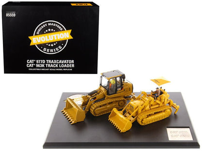 CAT Caterpillar 977D Traxcavator (Circa 1955-1960) and CAT Caterpillar 963K Track Loader (Current) with Operators "Evolution Series" 1/50 Diecast Models by Diecast Masters  free shipping USA
