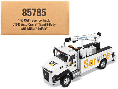 CAT Caterpillar CT660 Auto-Crane Titan 85 Truck with Miller EnPak White "Transport Series" 1/50 Diecast Model by Diecast Masters  free shipping USA