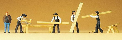 Preiser 10376 HO Scale People Working Carpenters & Accessories pkg(5)