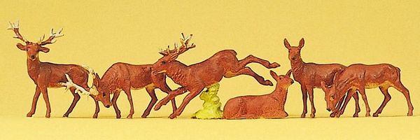 Preiser 10179 HO Scale Animal Figures Stags & Does pkg(6)