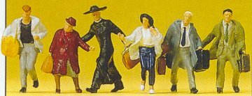 Preiser 10327 HO Scale Passengers Hurrying pkg(6)