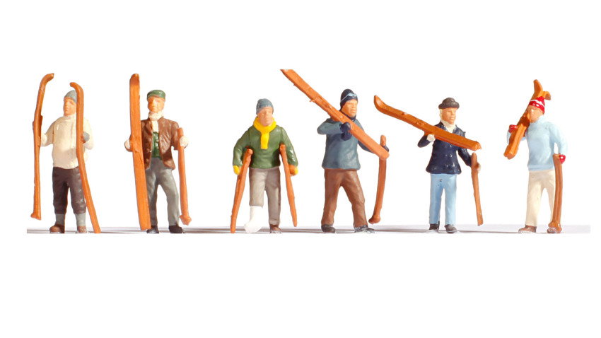 Noch 15829 HO Scale Skiers Figure Set #2, 6 Pieces