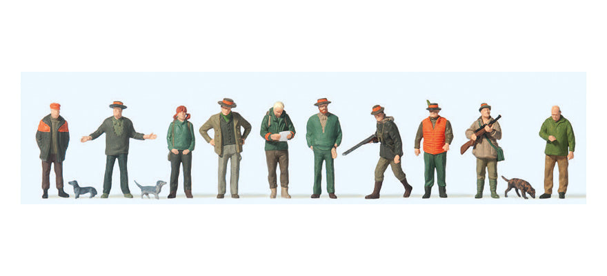 Preiser 10803 HO Scale Hunters and Helpers Figure Set