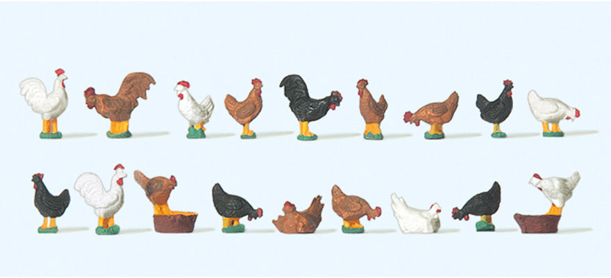 Preiser 14168 HO Scale Chickens Animal Figure Set