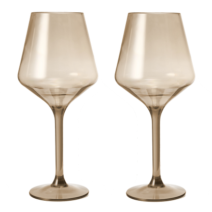 Floating Wine Glasses for Pool - Set of 2-15 OZ Shatterproof Poolside Wine Glasses, Tritan Plastic Reusable, Beach Outdoor Cocktail, Wine, Champagne, Water Glassware Spring Summer (Smoke) by The Wine Savant