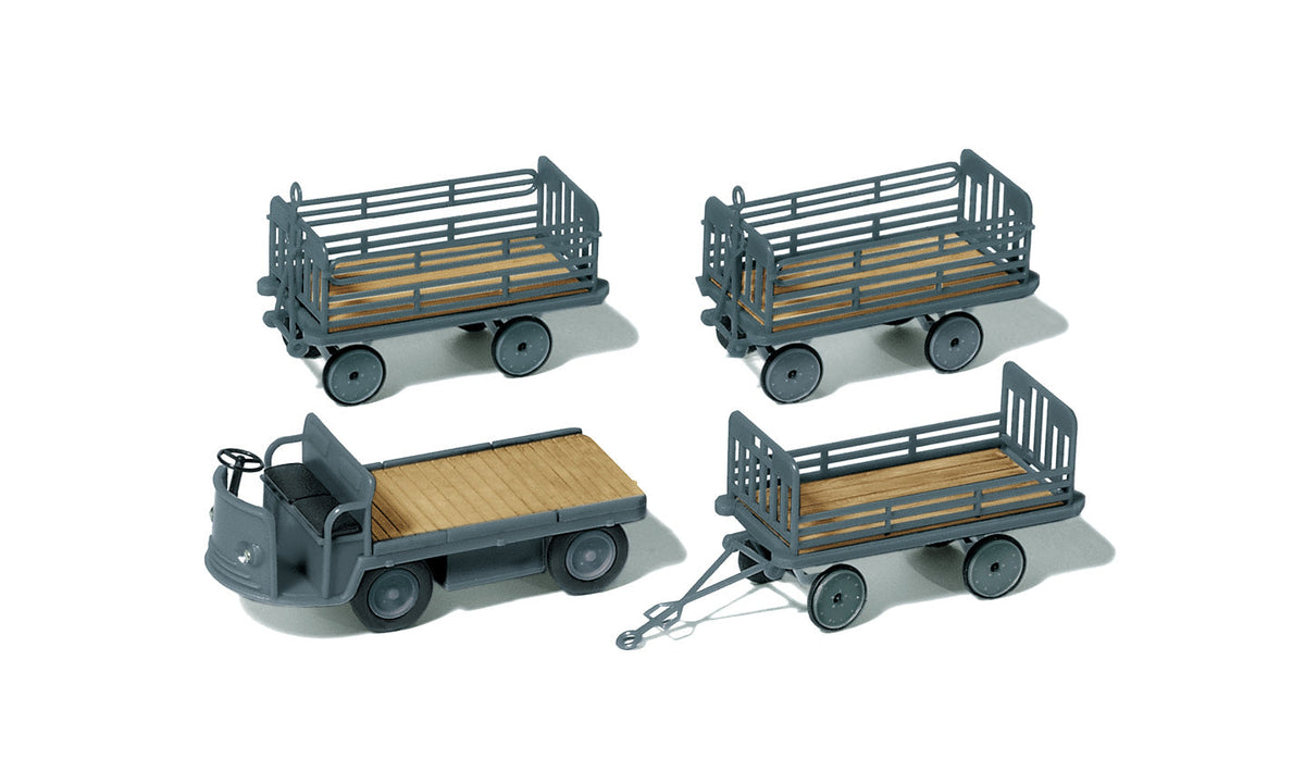 Preiser 17122 HO Scale Electric Flatbed & 3 Trailers DB Kit