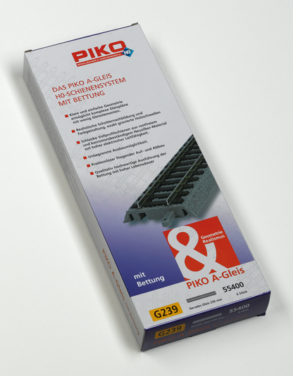 Piko 55400 HO Scale Roadbed Straight Track 239mm, Box of 6