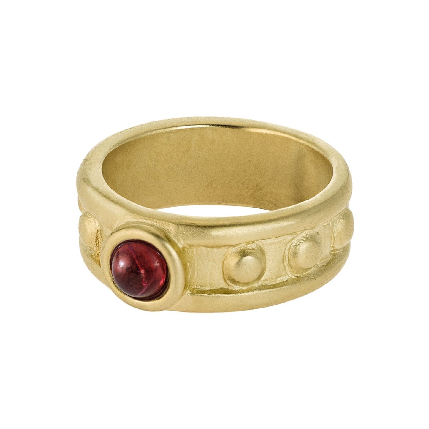 Vintage Ring 1970s Sapphire Cabocon Glass Ring 18k Brushed Gold September Birthstone #R3095 by PVD Vintage Jewelry