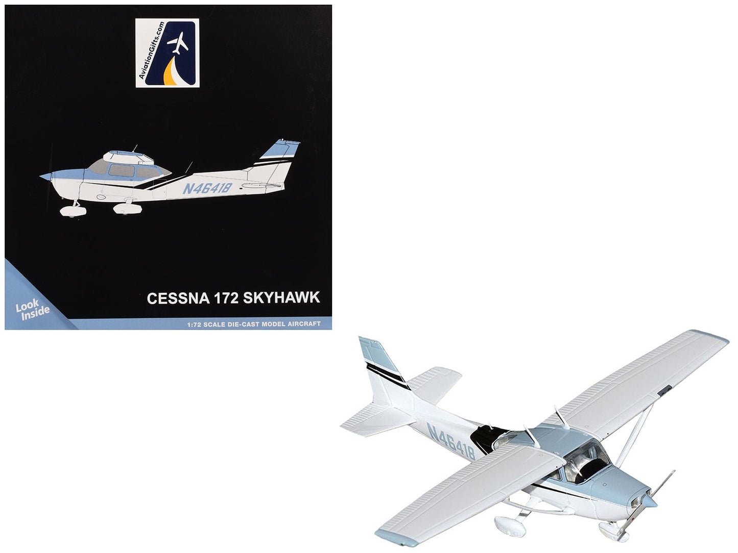 Cessna 172 Skyhawk Aircraft "N46418" Light Blue and White "Gemini General Aviation" Series 1/72 Diecast Model Airplane by GeminiJets  free shipping USA