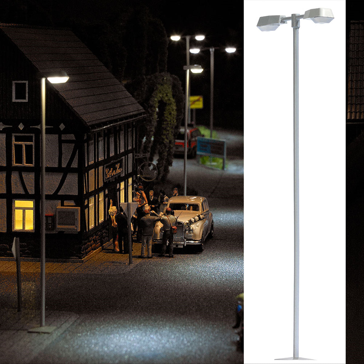 Busch 4200 HO Scale Modern AEG 2-Head Street Lamp
