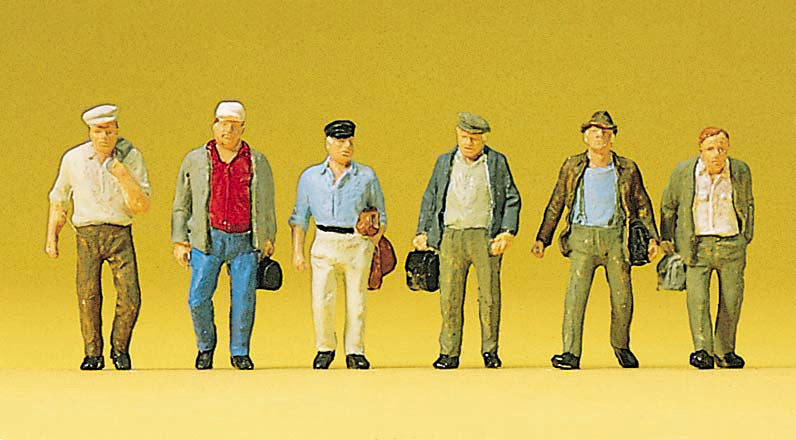 Preiser 10366 HO Scale Male Commuters Figure Set pkg(6)