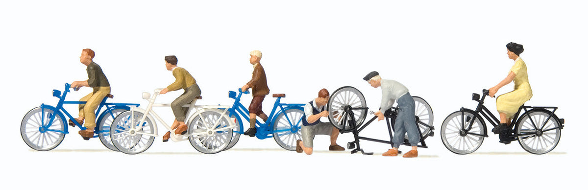 Preiser 10716 HO Scale Young People with Bicycles Figure Set