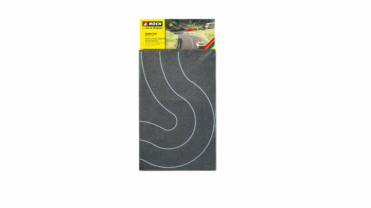 Noch 60701 HO Federal Highway Curve, Asphalt, Pack of 2