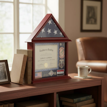 3'x5' Flag Display Case with Certificate and Document Holder Mango Finish