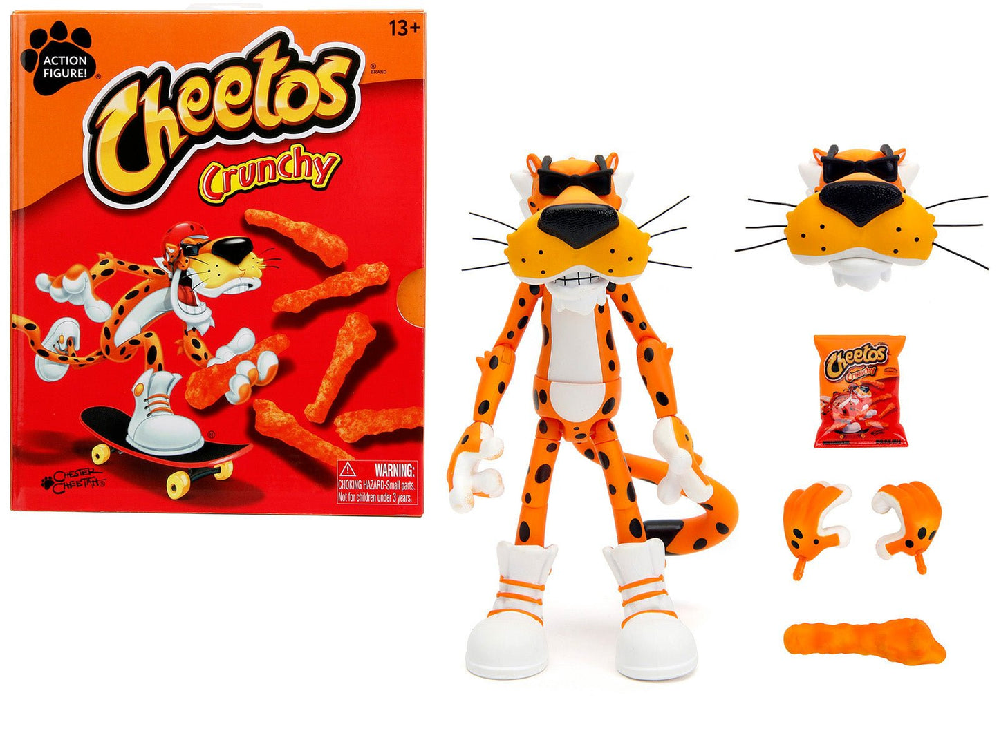 Chester Cheetah 5.5" Figure with Accessories and Alternate Head and Hands "Cheetos Crunchy" model by Jada  free shipping USA