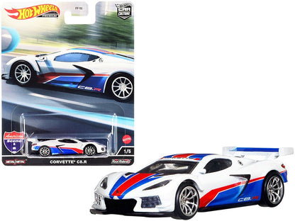 Chevrolet Corvette C8.R Pearl White with Red and Blue Stripes "American Scene" "Car Culture" Series Diecast Model Car by Hot Wheels  free shipping USA