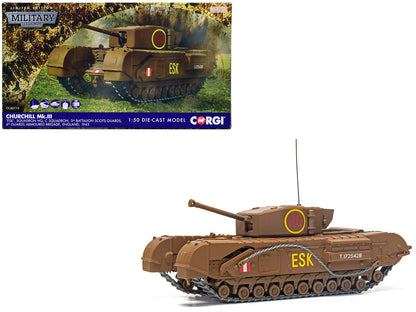 Churchill Mk.III Tank "ESK Squadron HQ C Squadron 3rd Battalion Scots Guards 6th Guards Armoured Brigade" (1943) British Royal Army "Military Legends" Series 1/50 Diecast Model by Corgi  free shipping USA