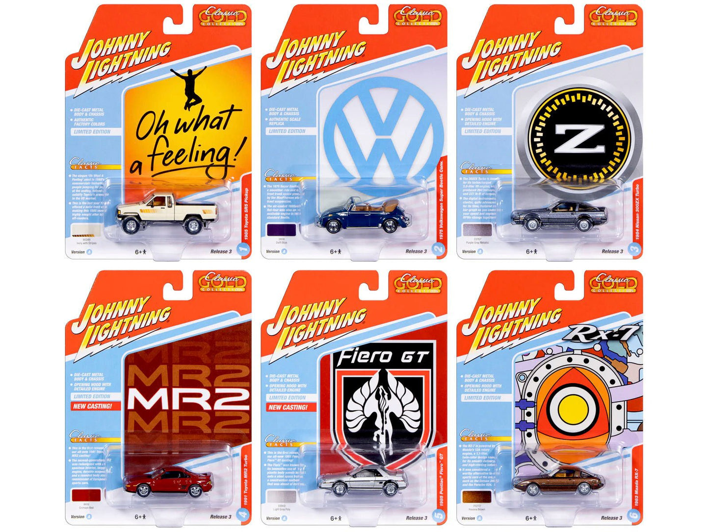 "Classic Gold Collection" 2026 Release 1 Set A of 6 Cars 1/64 Diecast Model Cars by Johnny Lightning  free shipping USA