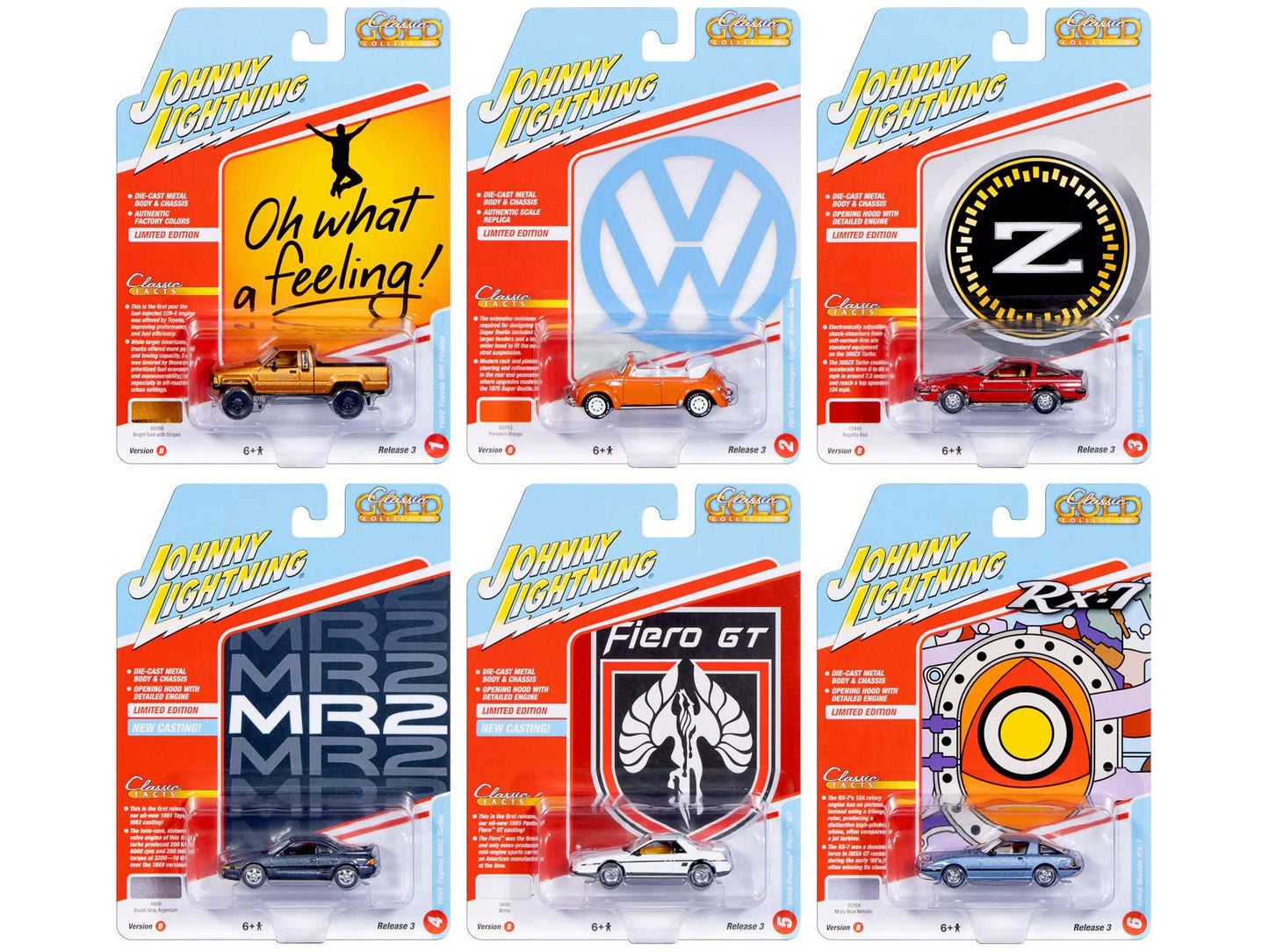 "Classic Gold Collection" 2026 Release 1 Set B of 6 Cars 1/64 Diecast Model Cars by Johnny Lightning  free shipping USA