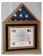 Certificate and American Flag Display Case - Oak