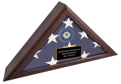 Personalized Army Flag Display Case, Army medallion flag  box American Made  - US Army Retirement Gift, Army Burial Flag Display case