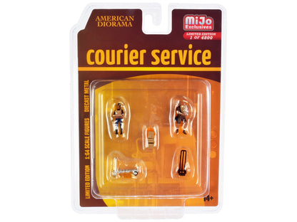 "Courier Service" 5 Piece Diecast Figures Set (2 Worker Figures and 3 accessories) Limited Edition to 4800 pieces Worldwide for 1/64 Scale Models by American Diorama  free shipping USA