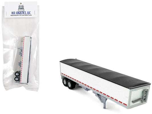 Covered Grain Trailer White with Black Tarp 1/87 (HO) Plastic Model Car by HO Logistics  free shipping USA