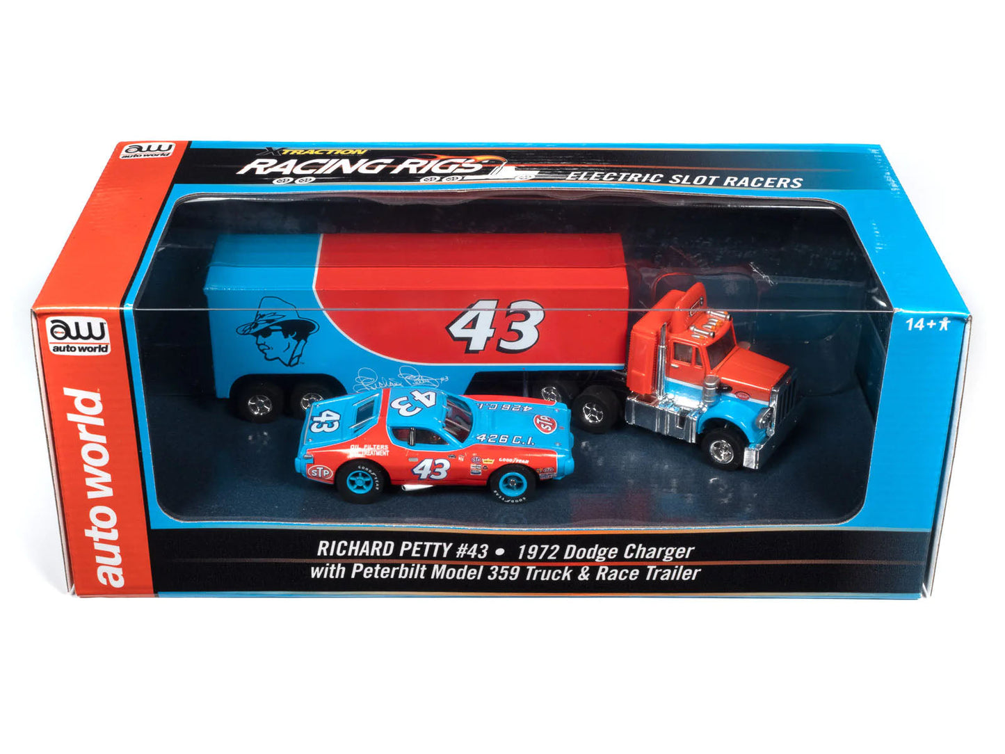 Auto World Richard Petty Dodge Charger Peterbilt 359 Rig Truck Trailer Ho Slot Car
