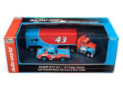 Auto World Richard Petty Dodge Charger Peterbilt 359 Rig Truck Trailer Ho Slot Car