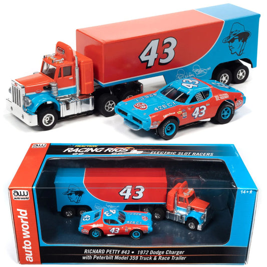 Auto World Richard Petty Dodge Charger Peterbilt 359 Rig Truck Trailer Ho Slot Car