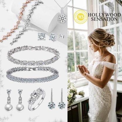 Crystal Heart Necklace for Women in White or Rose Gold by Hollywood Sensation®