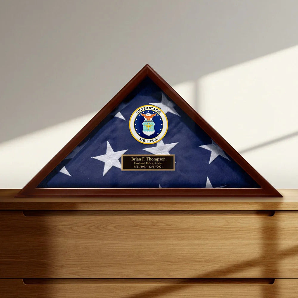 Flag Connections Flag Case for American Veteran Burial Flag Cherry Finish 5' x 9.5' flag