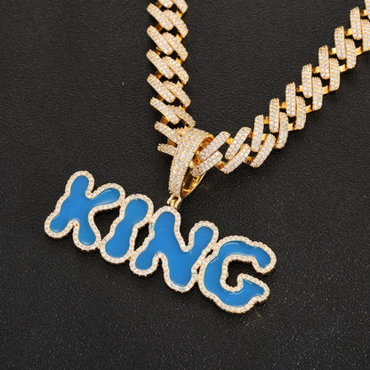 Custom Iced Paiting Font Name Pendant for Cuban Link Chain by Bling Proud | Urban Jewelry Online Store