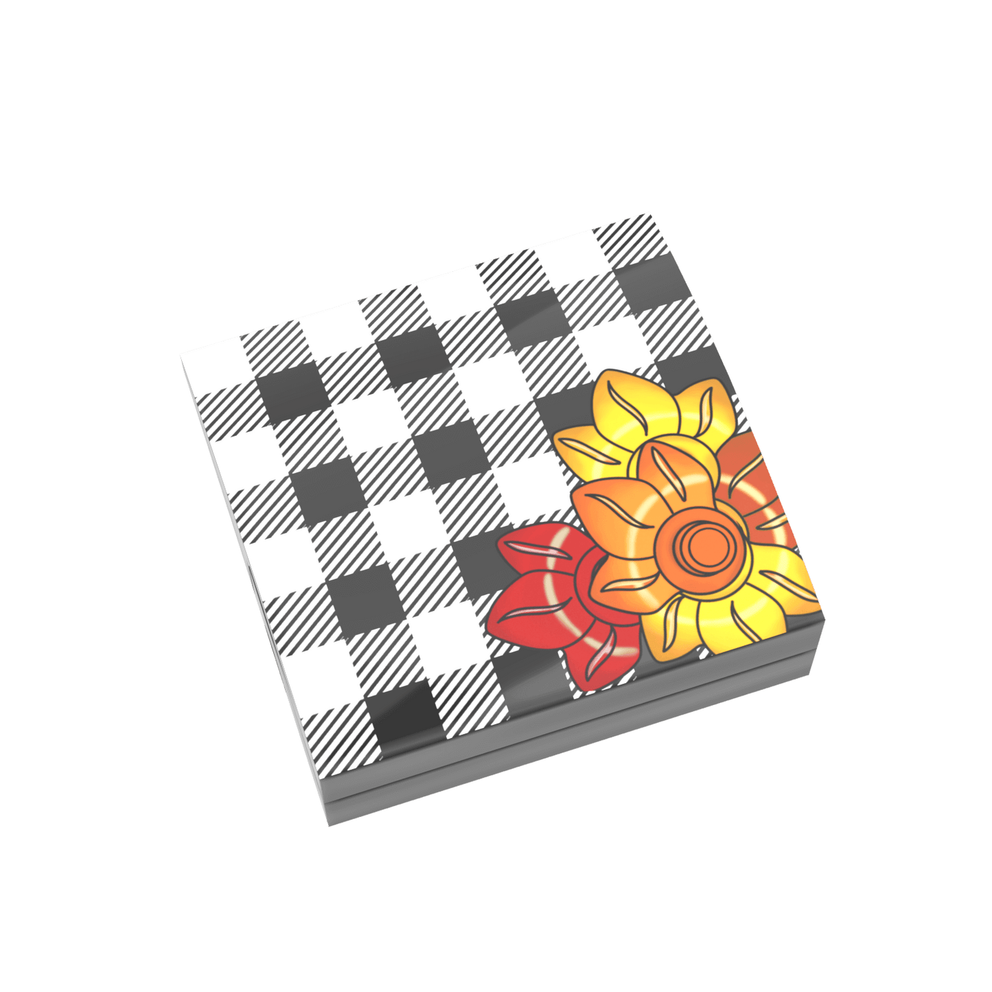 Fall Pillow - Buffalo Plaid with Leaves - Custom Printed 2x2 Tile - Made Using LEGO® Parts