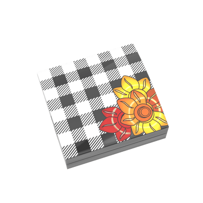 Fall Pillow - Buffalo Plaid with Leaves - Custom Printed 2x2 Tile - Made Using LEGO® Parts