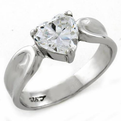 LOAS1061 - High-Polished 925 Sterling Silver Ring with AAA Grade CZ in Clear