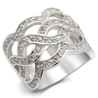 LOA553 - Rhodium 925 Sterling Silver Ring with AAA Grade CZ in Clear