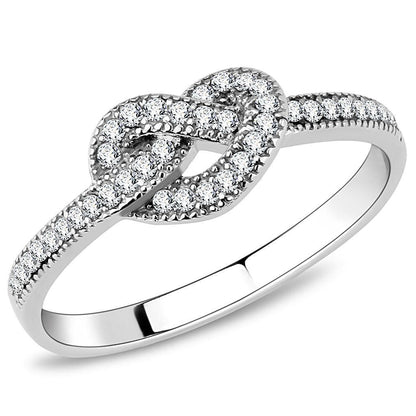 DA053 - High polished (no plating) Stainless Steel Ring with AAA Grade CZ in Clear