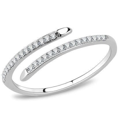 DA044 - High polished (no plating) Stainless Steel Ring with AAA Grade CZ in Clear