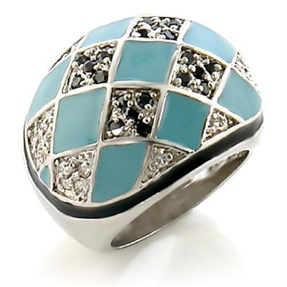 8X159 - Rhodium Brass Ring with AAA Grade CZ in Jet