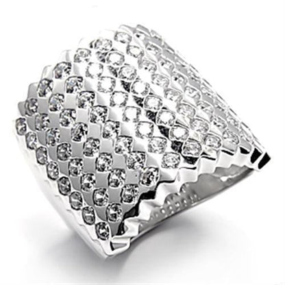 7X005 - Rhodium Brass Ring with AAA Grade CZ in Clear
