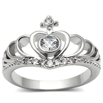 3W229 - Rhodium Brass Ring with AAA Grade CZ in Clear