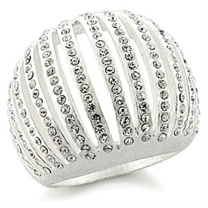 9W175 - Silver Brass Ring with Top Grade Crystal in Clear