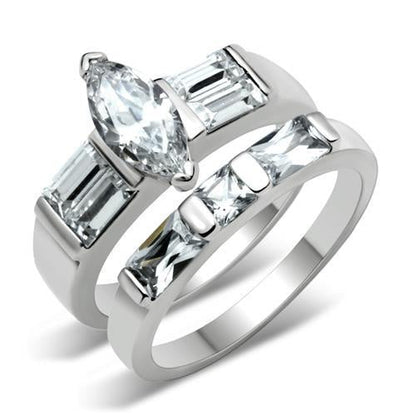 6X089 - Rhodium Brass Ring with AAA Grade CZ in Clear