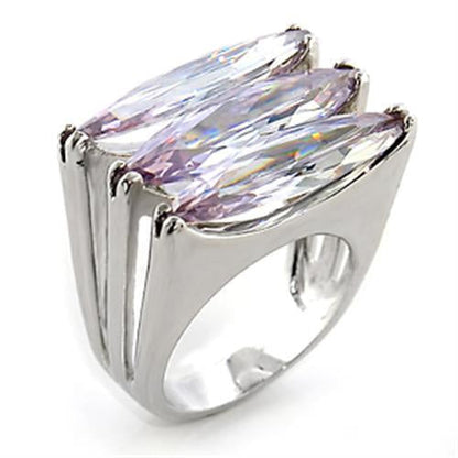 80306 - Rhodium Brass Ring with AAA Grade CZ in Light Amethyst