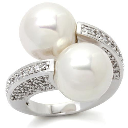0W025 - Rhodium Brass Ring with AAA Grade CZ in Clear