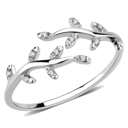 DA266 - High polished (no plating) Stainless Steel Ring with AAA Grade CZ in Clear