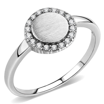 DA340 - No Plating Stainless Steel Ring with AAA Grade CZ in Clear